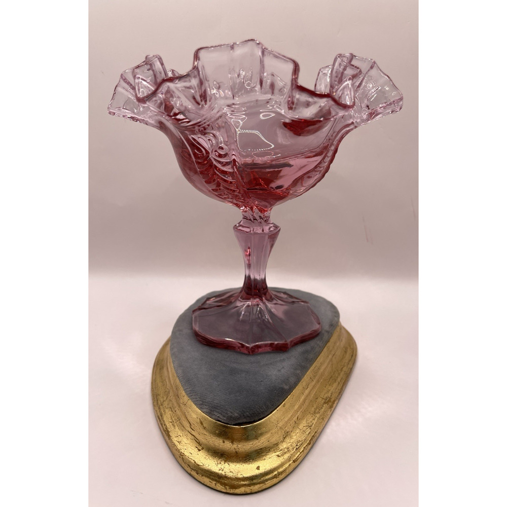 Vintage Fenton Empress Cranberry Colonial Pink Footed Pedestal Compote - Picture 4 of 12